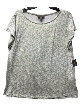 Style & Co Womens Med Mint Green Mix Media Tee With Abstract Pattern